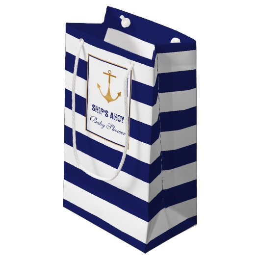 Nautical Anchor Baby Dusche Kleine Geschenktüte (Vorderseite Schrägansicht)