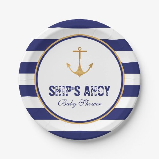 Nautical Anchor Baby Dusche Pappteller (Vorderseite)