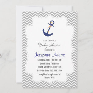 Nautical Anchor Baby Shower Einladung Grau