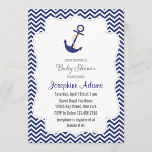 Nautical Anchor Baby Shower Einladung Navy Blue
