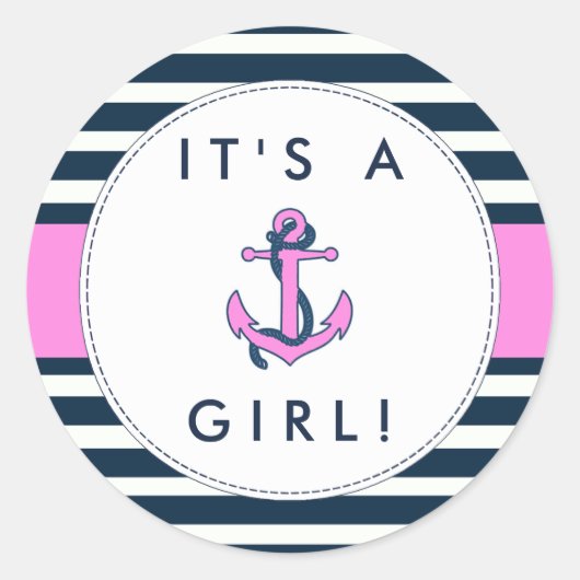 Nautical Anchor Baby Shower Stickers - Es ist ein  (Vorderseite)
