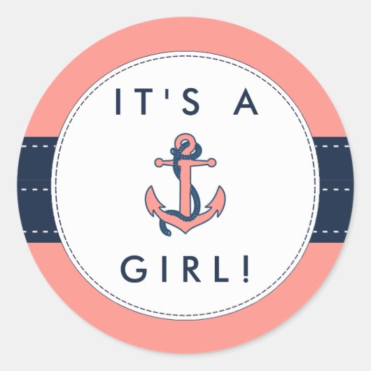 Nautical Anchor Baby Shower Stickers - Es ist ein  (Vorderseite)