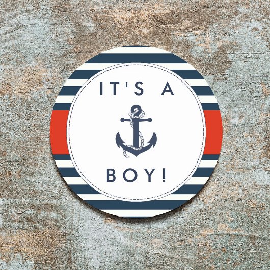 Nautical Anchor Baby Shower Stickers - Es ist ein 