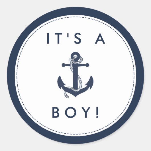 Nautical Anchor Baby Shower Stickers - Es ist ein  (Vorderseite)