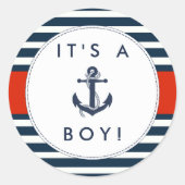 Nautical Anchor Baby Shower Stickers - Es ist ein  (Vorderseite)