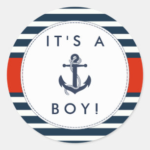 Nautical Anchor Baby Shower Stickers - Es ist ein
