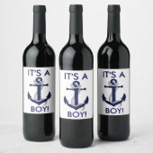 Nautical Anchor Baby Shower Stickers - Es ist ein Weinetikett (Flaschen)