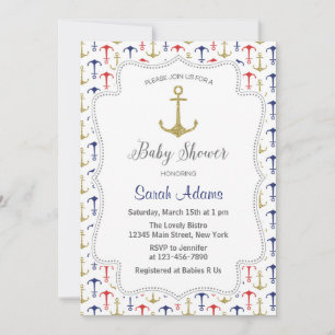 Nautical Anchor Babydusche Einladung