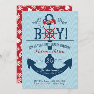 Nautical Anchor Beach Baby Dusche Einladung