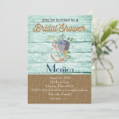 Nautical Anchor Beach Bridal Dusche Einladung (Stehend Vorderseite)