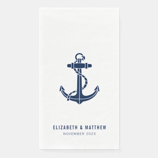 Nautical Anchor Beach Hochzeit Personalisiert Serviette (Vorderseite)
