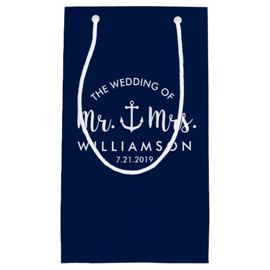 Nautical Anchor Beach Hochzeit Personalisierten Ge Kleine Geschenktüte (Vorderseite)
