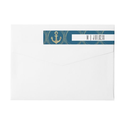 Nautical Anchor Beach Imitate Foil Gold Wedding Lo (Rückseite)