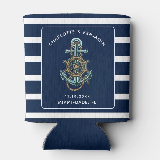 Nautical Anchor Beach Wedding Empfang Dosenkühler (Rückseite)