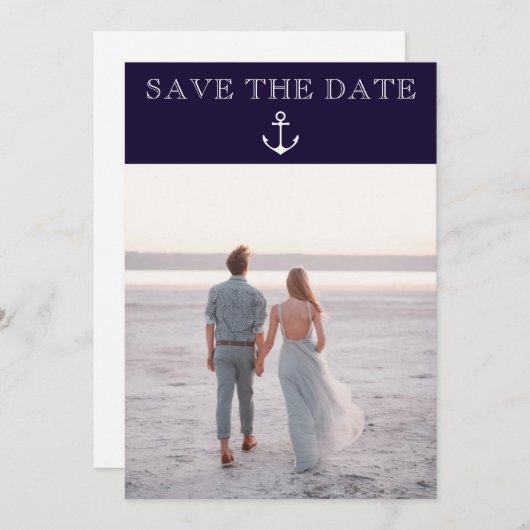 Nautical Anchor Beach Wedding Foto Save the Date (Vorne/Hinten)