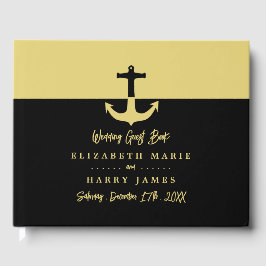 Nautical Anchor - Black Gold - Beach Wedding Gästebuch