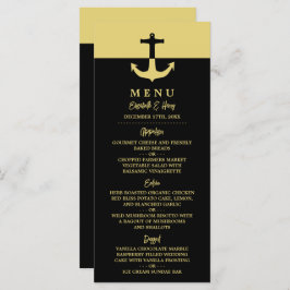 Nautical Anchor - Black Gold - Beach Wedding Menükarte