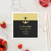 Nautical Anchor - Black Gold - Beach Wedding Serviette (Beispiel)