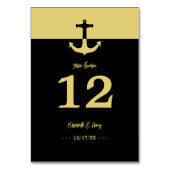 Nautical Anchor - Black Gold - Beach Wedding Tischnummer (Rückseite)