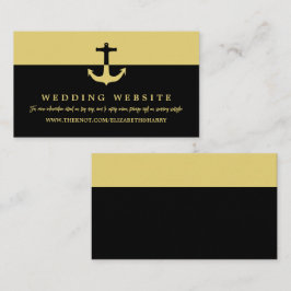 Nautical Anchor, Black Gold, Beach Wedding Website Begleitkarte