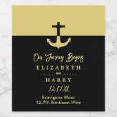 Nautical Anchor - Black Gold - Beach Wedding Weinetikett (Einzelnes Label)