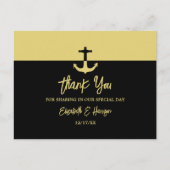 Nautical Anchor - Black Gold - Hochzeit Vielen Dan Postkarte (Vorderseite)