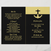Nautical Anchor - Black Gold - Hochzeitsprogramm (Vorderseite)