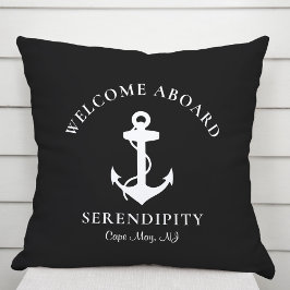 Nautical Anchor Black Kissen