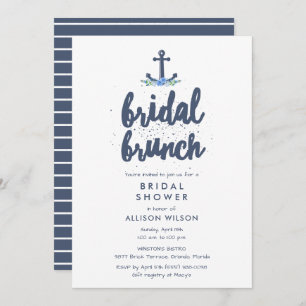 Nautical Anchor Bloral Bridal Brunch Dusche Einladung