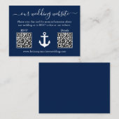 Nautical Anchor Blue 2 QR UAWG Details Hochzeit Begleitkarte (Vorne/Hinten)