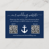 Nautical Anchor Blue 2 QR UAWG Details Hochzeit Begleitkarte (Vorderseite)