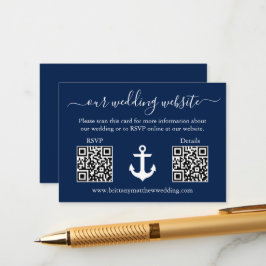 Nautical Anchor Blue 2 QR UAWG Details Hochzeit Begleitkarte