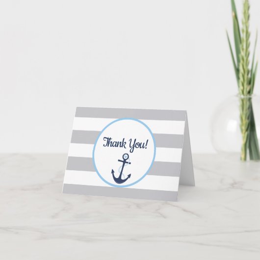 Nautical Anchor Blue Baby Dusche Danke Karte (Vorderseite)