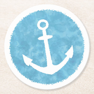 Nautical Anchor Blue Baby Dusche Runder Pappuntersetzer