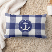 Nautical Anchor Blue Buffalo Karierte Hochzeit Lendenkissen (Decke)