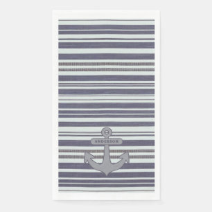 Nautical Anchor Blue Denim Stripe Serviette