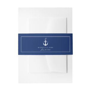 Nautical Anchor Blue Elegante Monogram Belly Bands Einladungsbanderole