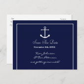 Nautical Anchor Blue Elegante Rett Datum Postkarte (Vorne/Hinten)