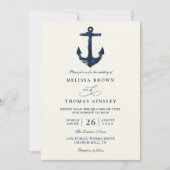 Nautical Anchor Blue Modern Chic QR Code Wedding Einladung (Vorderseite)