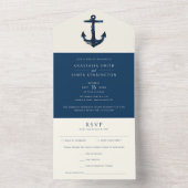 Nautical Anchor Blue Modern Coastal Wedding All In One Einladung (Innen Boden)