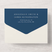 Nautical Anchor Blue Modern Coastal Wedding All In One Einladung (Rückseite)
