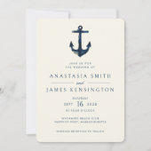 Nautical Anchor Blue Modern Coastal Wedding Einladung (Vorderseite)