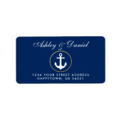 Nautical Anchor Blue Wedding Address Adressaufkleber (Vorne)
