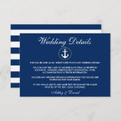 Nautical Anchor Blue Wedding Details Beipackkarte Begleitkarte (Vorne/Hinten)