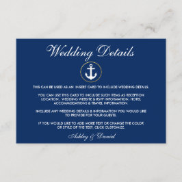 Nautical Anchor Blue Wedding Details Beipackkarte Begleitkarte