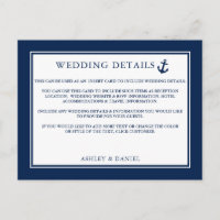 Nautical Anchor Blue Wedding Details Beipackkarte