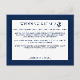 Nautical Anchor Blue Wedding Details Beipackkarte Postkarte