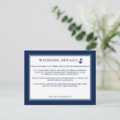 Nautical Anchor Blue Wedding Details Beipackkarte Postkarte (Stehend Vorderseite)