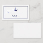 Nautical Anchor Blue White Minimalistisch Wedding Platzkarte (Vorne/Hinten)