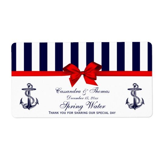 Nautical Anchor Blue White Strip H Water Label (Vorne)